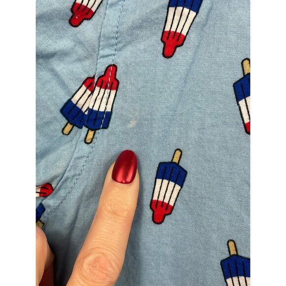 Fifth Sun Button Up Shirt Men’s Medium Red White Blue Popsicle Short Sleeve - Picture 5 of 5